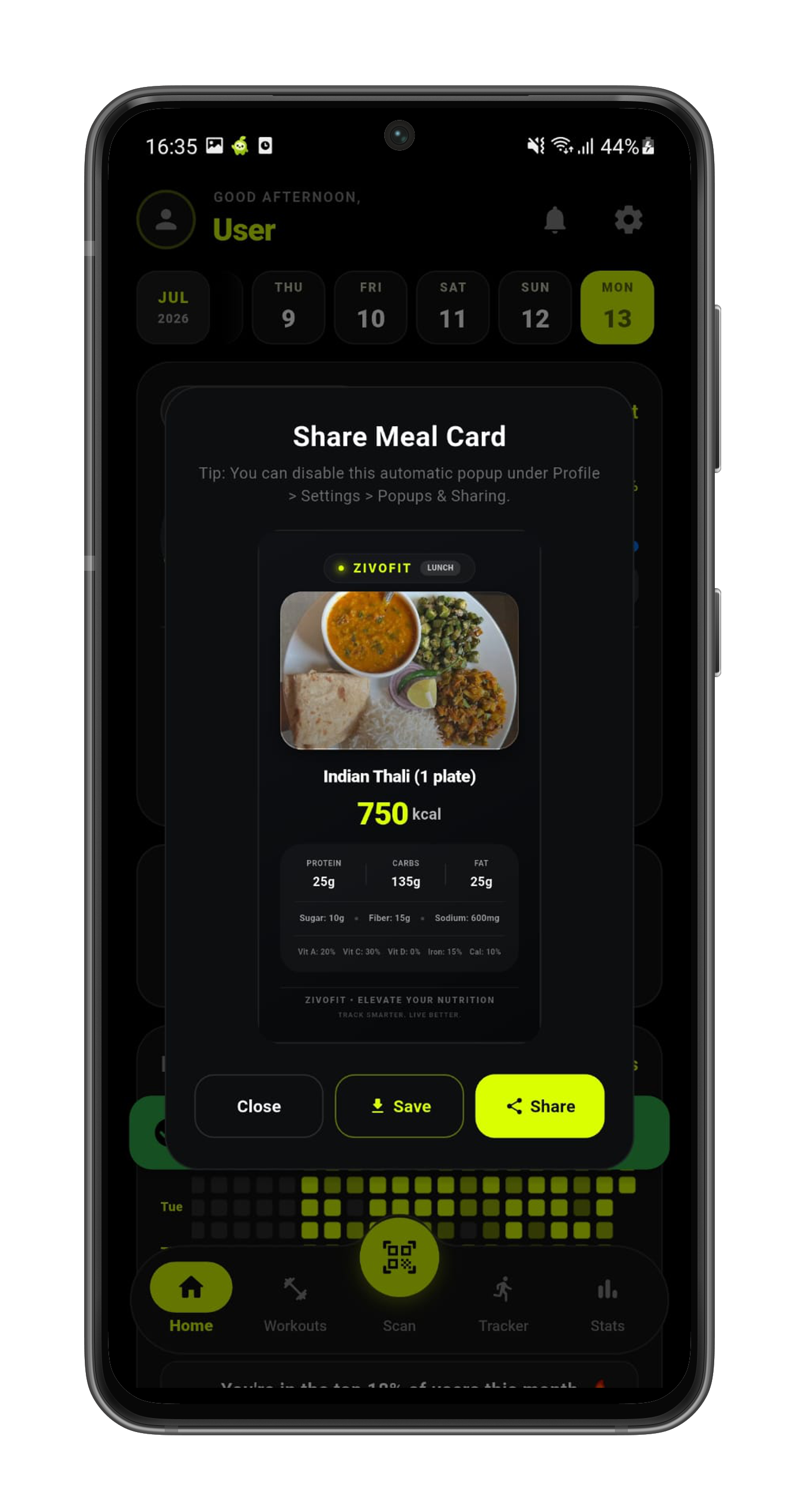 Zivo Food Logging Screen 4